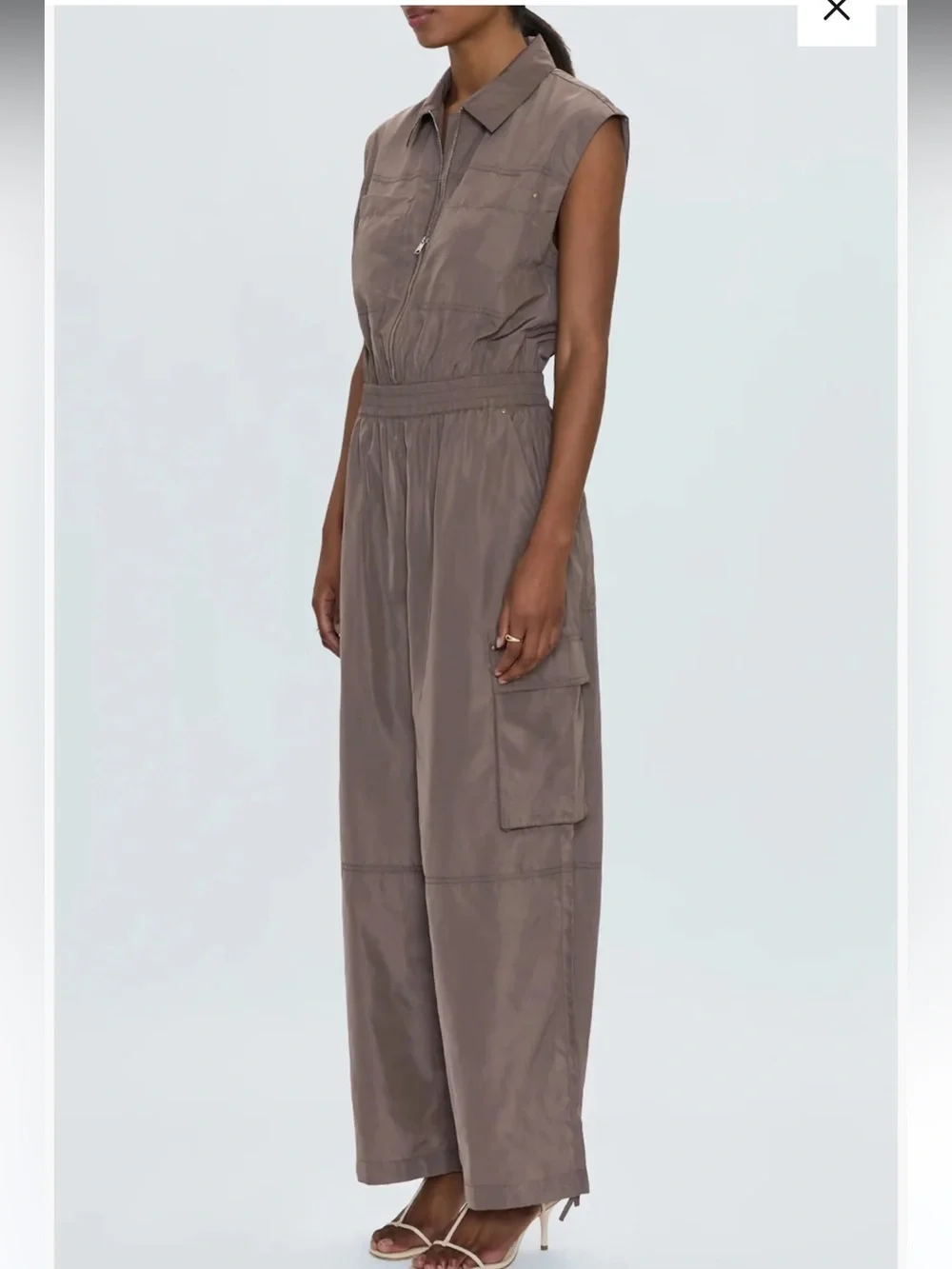 pistola Becca Sleeveless Utility Jumpsuit in Taupe Anthropologie Size XS